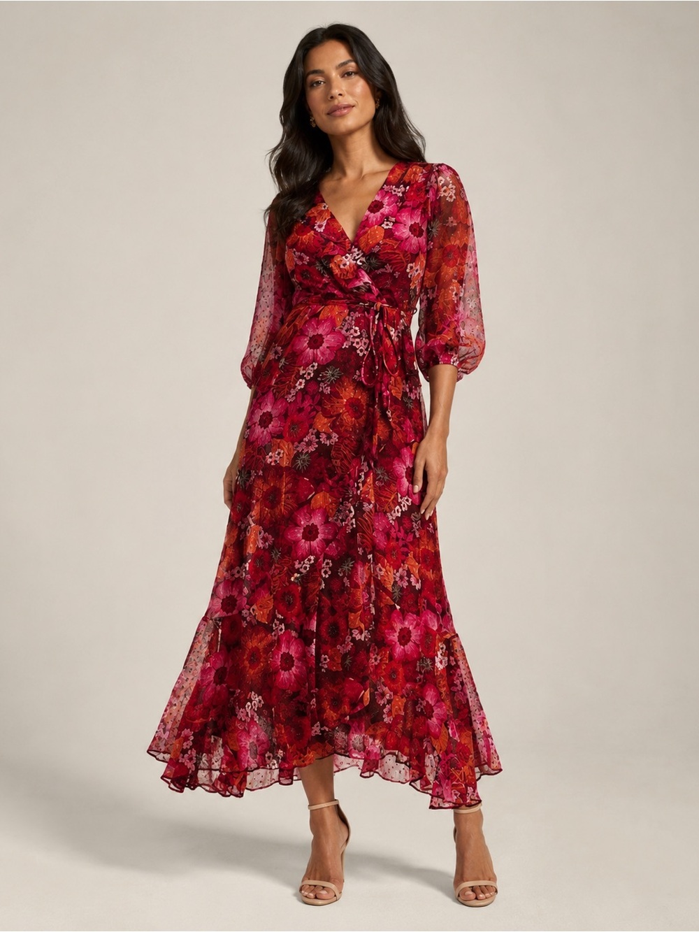 Maison Tara Faux Wrap Ruffle Maxi Dress
Sz 4